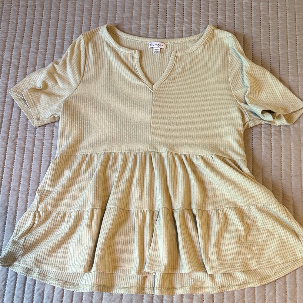 Love Tree Light Green Peplum Tee